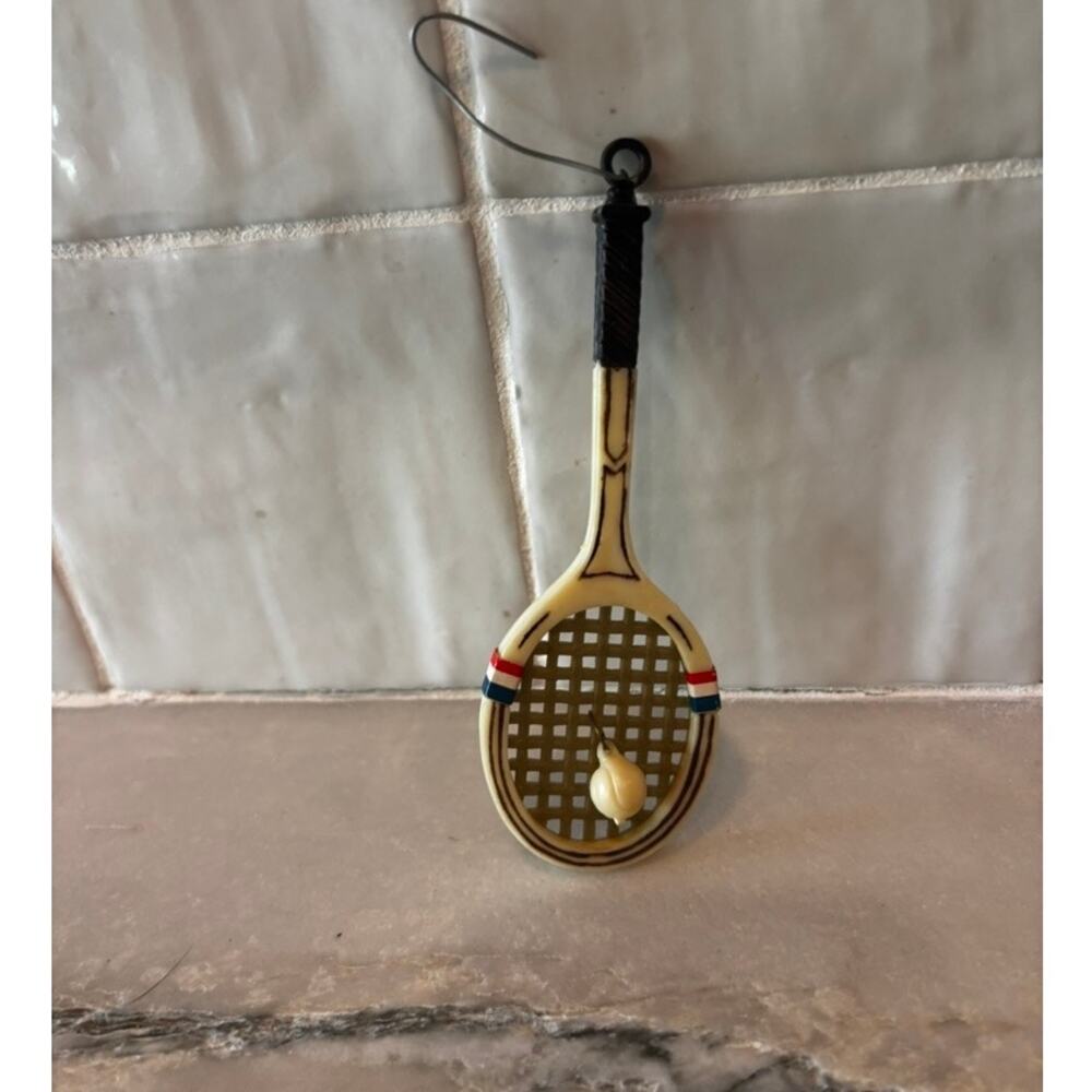 Vintage Tennis Racket Christmas Ornament Mini Racquet Ball Sports Holiday Decor